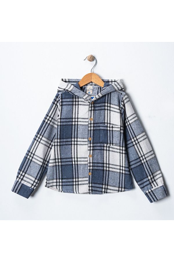 RİYSGİYİM-Lumberjack Fabric Hooded Long Sleeve Sports Shirt 1