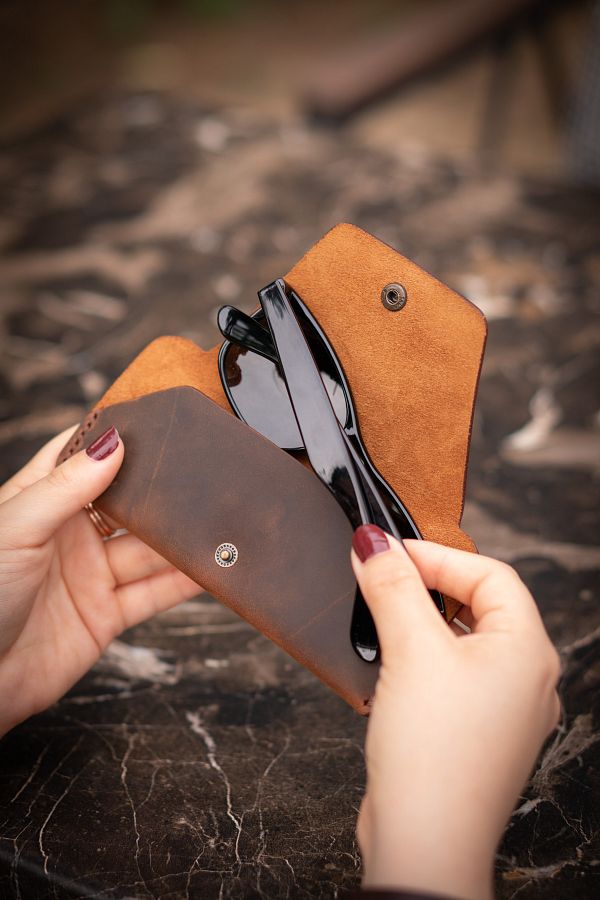 minimal X design-Taba Minimal X Glasses Case - Real Leather & Handmade 1