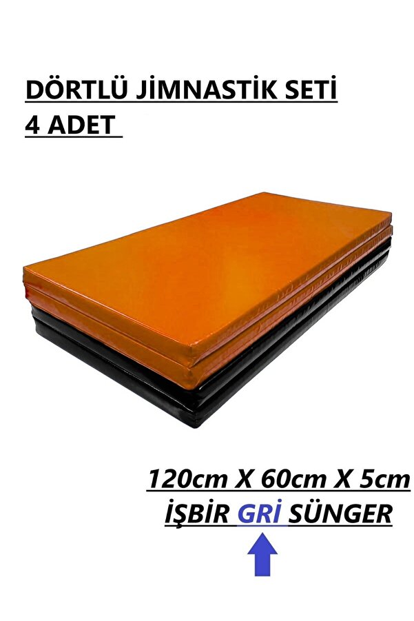 gürteks Siyah Turuncu Dörtlü Set 60x120x5 cm Çocuk Jimnastik Minderi (PVC)