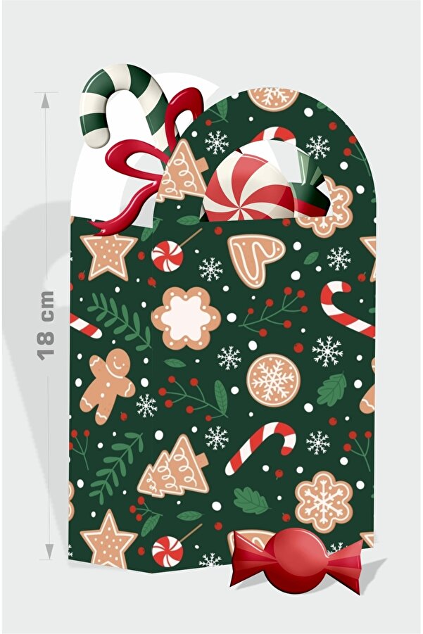 neşeli günlerim Yılbaşı Temalı Kurabiye Adam Temalı Çanta 18x10 Cm *8'li Paket