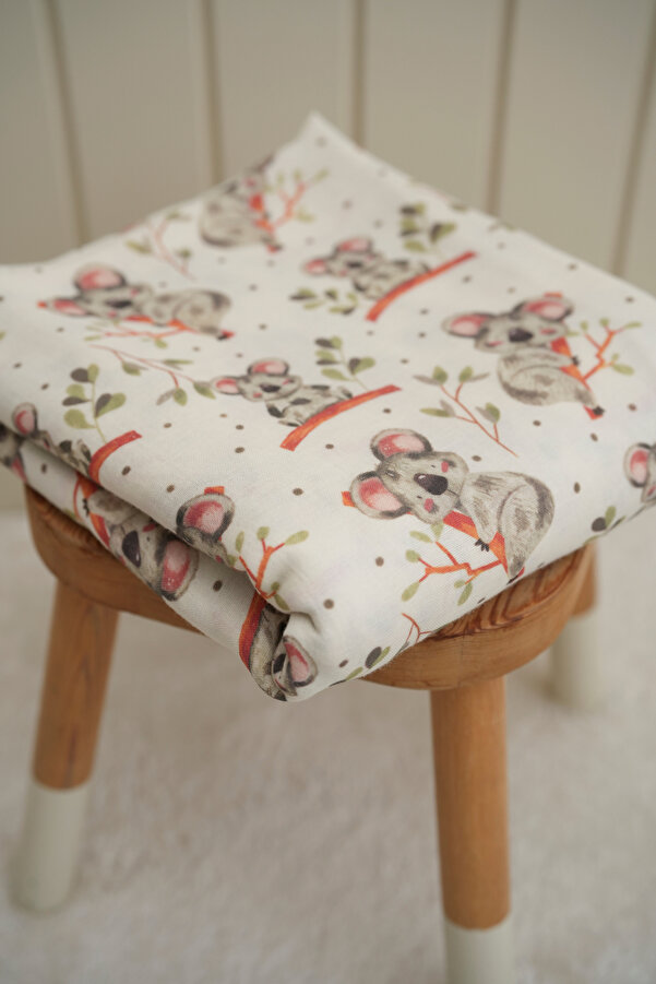 Tuğba Kuğu Baskılı Müslin Kumaş  | Baby Koala