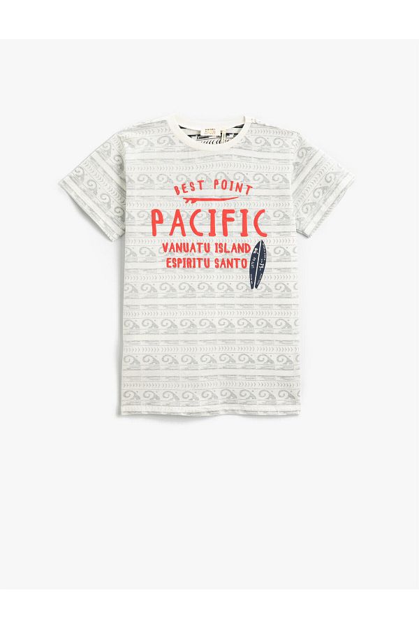 Koton-Tricou cu mânecă scurtă imprimat cu tematică de vară din bumbac 1