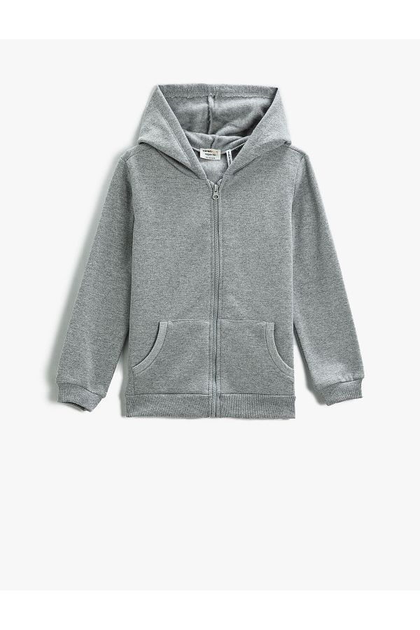 Koton-Basic Cardigan Zippered Hooded Pocket 1