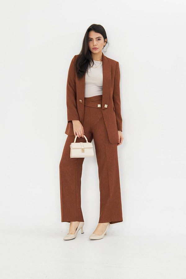 LOVELF-Coffee Color Square Button Wool Effect Set 1