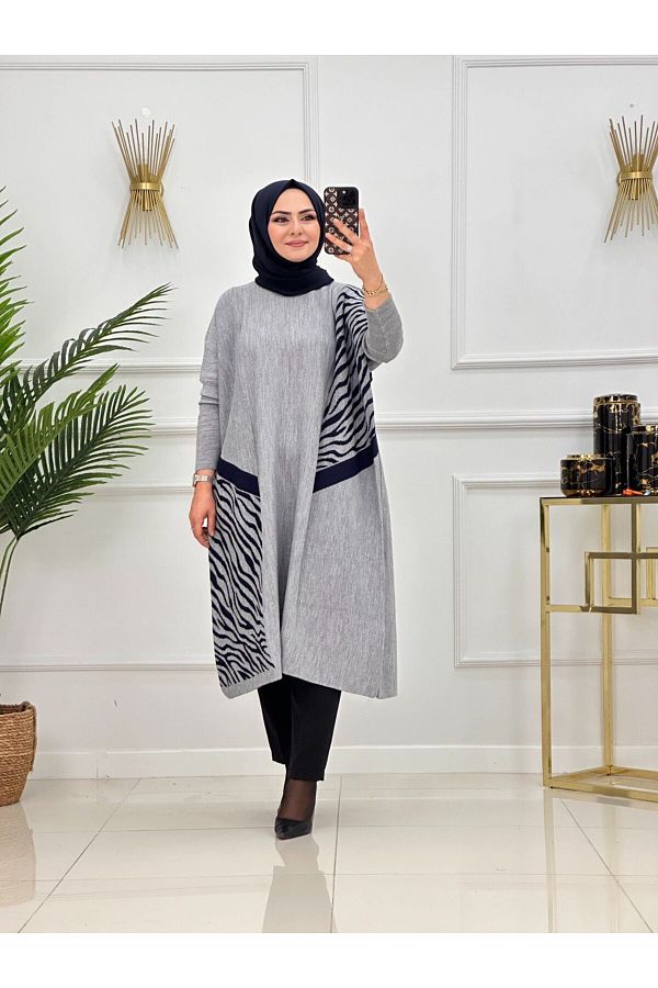Enans Design-Women's Knitwear Tunic, Patterned Loose Tunic 1