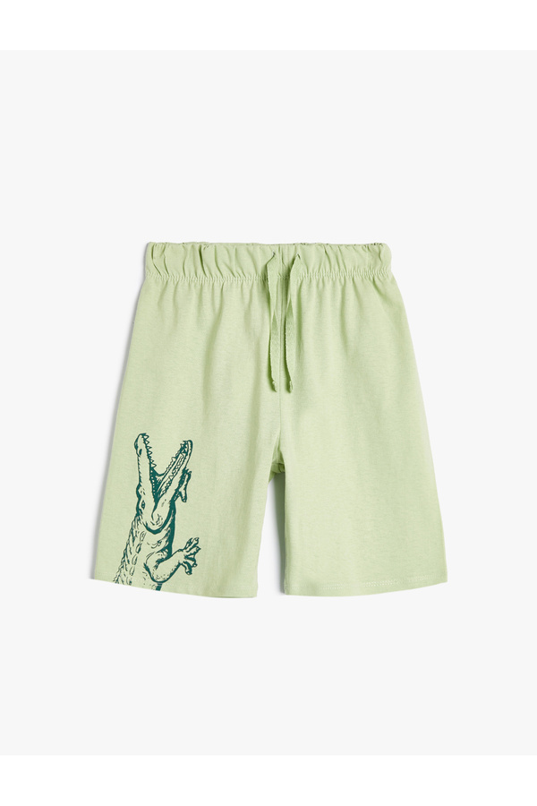 Koton Dinozorlu Şort Beli Bağlamalı Pamuklu