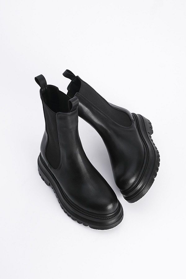 Marjin-Women's Thick Sole Elastic Side Band Daily Boots Bekira Black 1