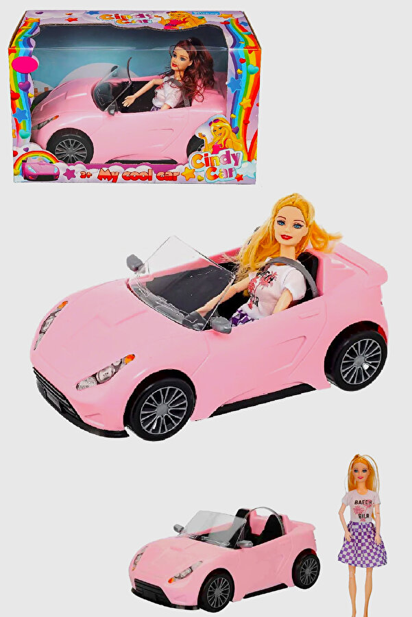 kalitexhome Oyuncak Bebek Ve Araba Cindy Ve Havalı Arabası, Cindy My Cool Car, Cindy Bebek Ve Pembe Arabası