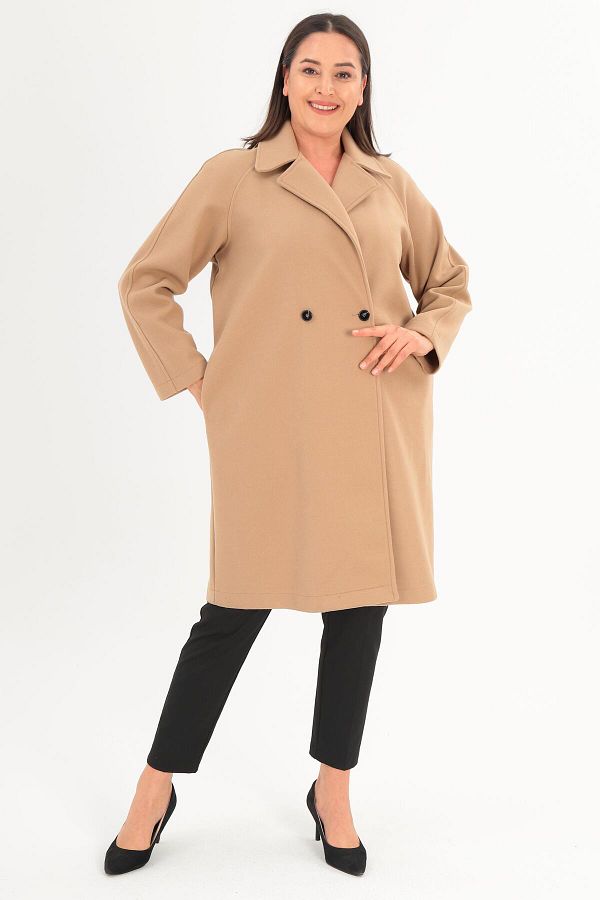 Metpoint-Trend42plus Palton bej cu nasturi de marime mare 1