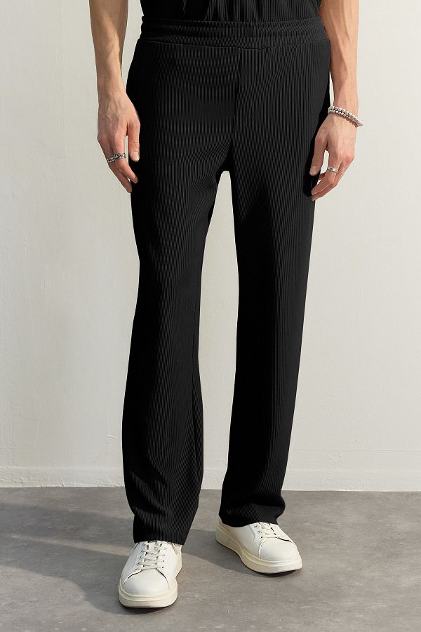 Trendyol Collection Limited Edition Black Wide Leg Textured Non Wrinkle Hidden Cord One Piece Sweatpants Tmnss23Ea00013 Trendyol