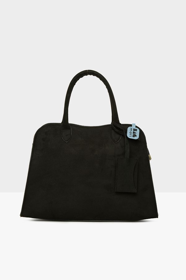 Bagmori-Black Women's Dangle Detailed Suede Tote Bag m 000008561 1