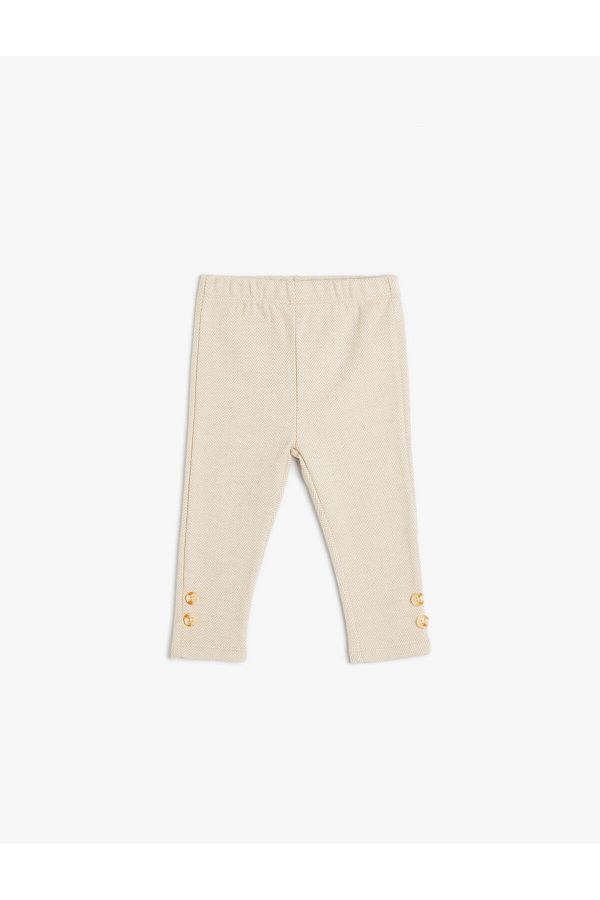 Koton-Tights Button Detailed Soft Textured Elastic Waist 1