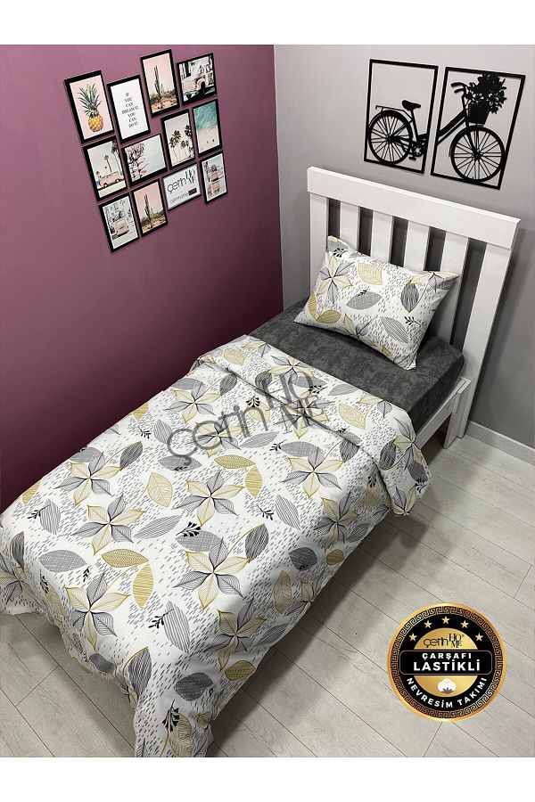 Çetinhome-Single Duvet Cover Set with Elastic Sheet Lara 1