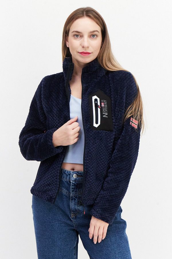 Geographical Norway-Women Embroidered Logo Softshell Jacket, Navy 1
