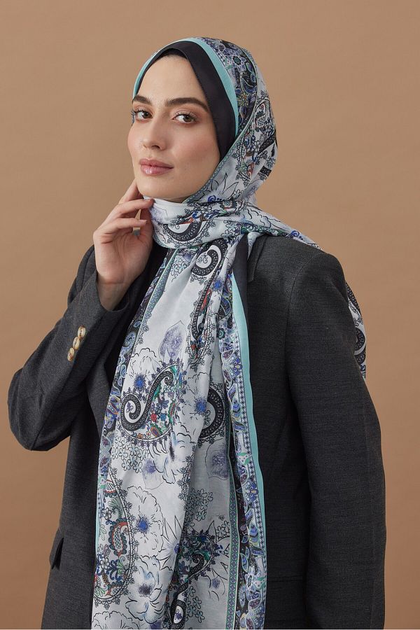 Modakaşmir-Damask Pattern Cotton Shawl 1