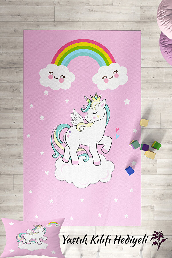 Homiko Unicorn Desenli Çocuk ve Bebek Odası Dekoratif Halı TLH-170
