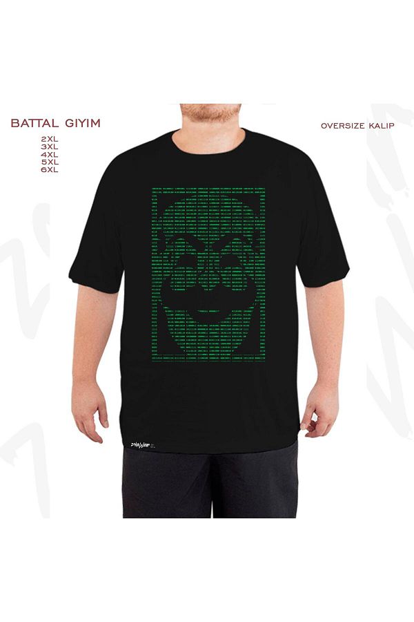 ZOKAWEAR-Μαύρο μπλουζάκι Oversize Mr Robot Fsociety Binary Printed Battal (Bol) Mold 1
