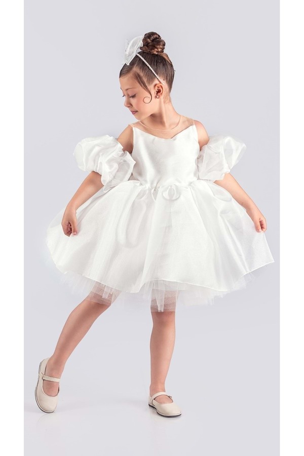 Mnk Baby&Kids Miss California Kız Çocuk Abiye MNK0594 BEYAZ