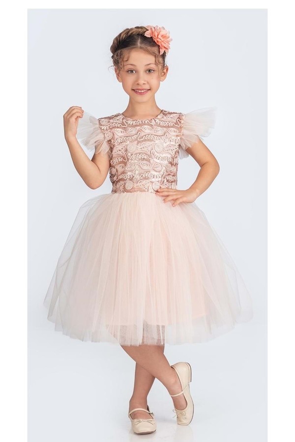 Mnk Baby&Kids Tüllü Kız Çocuk KPL Elbise MNK0526 SOMON