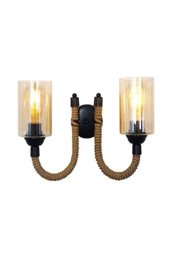 Taşcan Aydınlatma-Venus 2 Li Black Rope Sconce - Facing Down 1