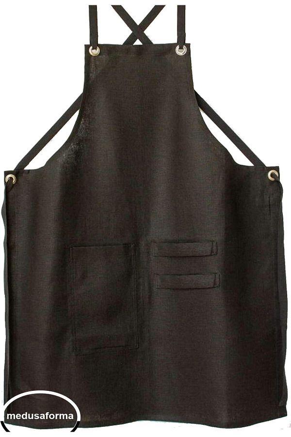 medusaforma-Cross Strap Kitchen Apron Master Chef Cafe Restaurant Chef Waiter Bartender Cook Hairdresser Barista Apron 1