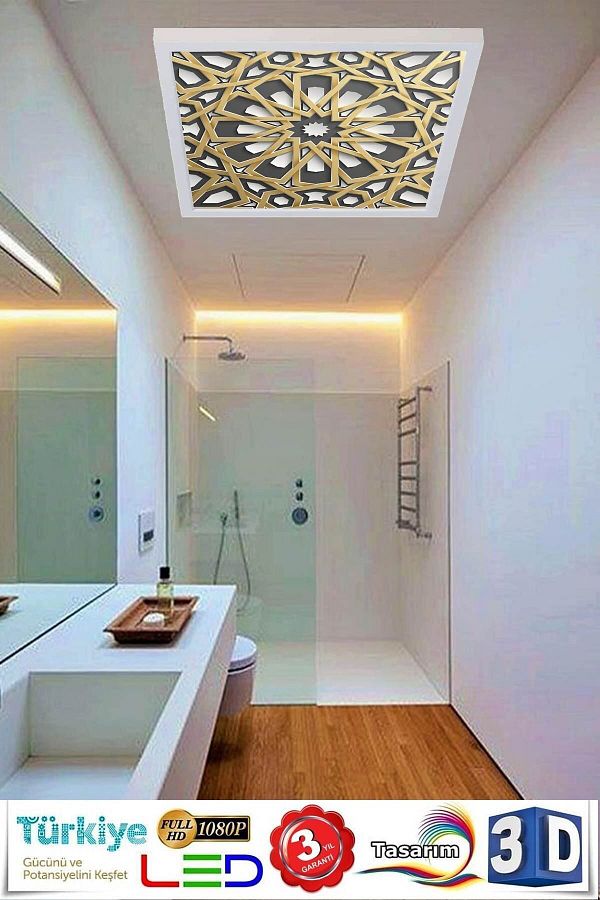 Gökyüzü Panel-3D Printed Led Chandelier Architectural Pattern Ceiling 60Watt Led Lighting 60Cmx60Cm Modern Chandelier 1