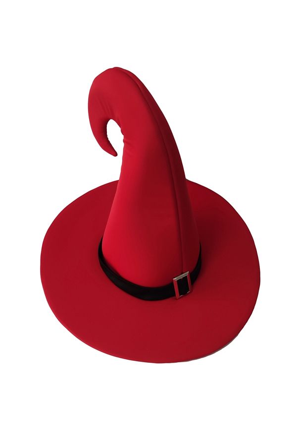Kostüm Sarayı-Red Witch Hat - with Twisted Buckle Detail 1