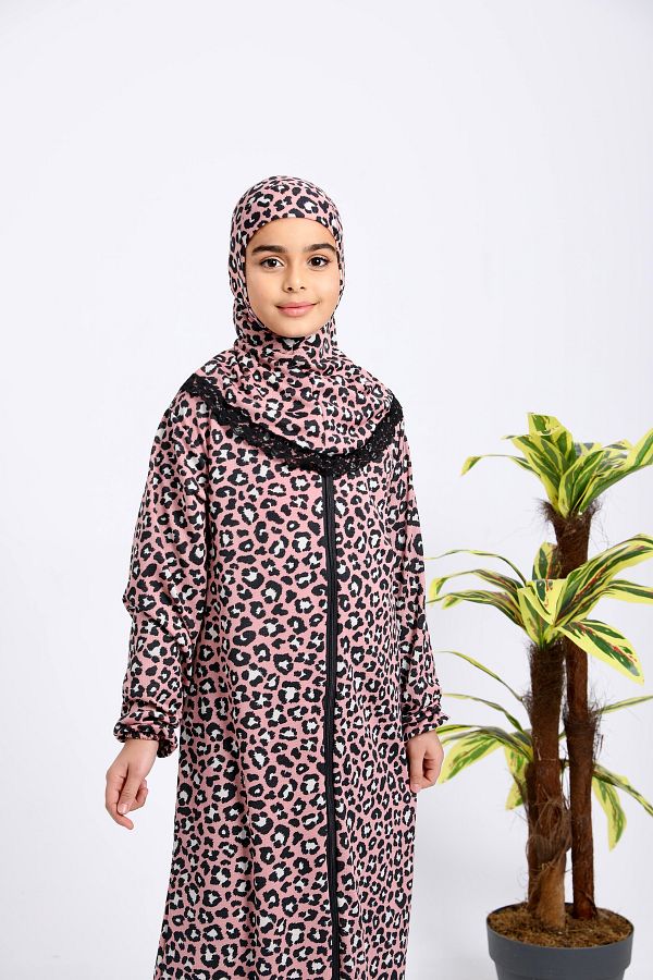 Kutay Collection-فستان صلاة بناتي منقوش 1