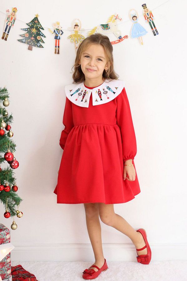 le petit sole-Rochie brodata soldat de plumb pentru fete 1