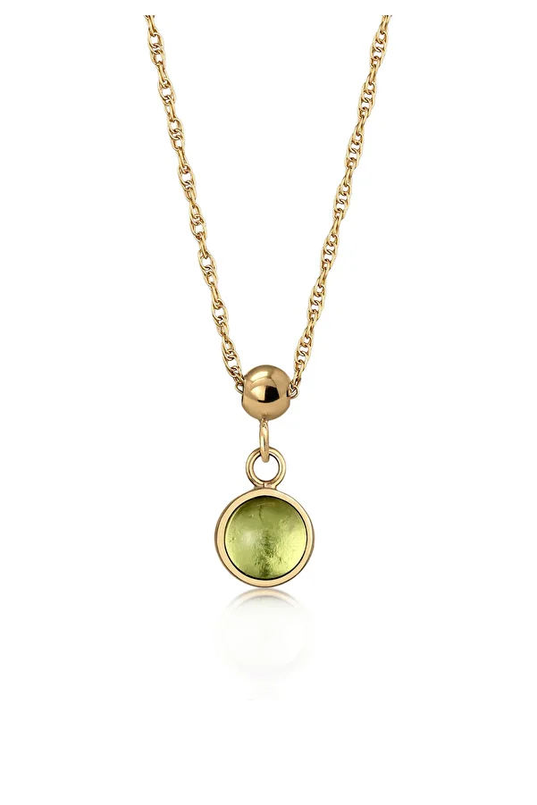 ELLI-Necklace Necklace with Stone Ladies Pendant Link Chain Garnet Cabochon Cut Red 925 Sterling Sil 1