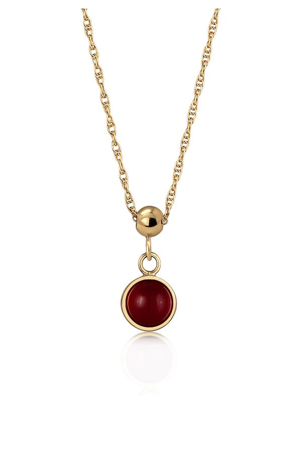 ELLI-Damen-Halskette mit rotem Granat-Cabochon-Schliff – Strass, Kettenglied, 925er Sterlingsilber 1