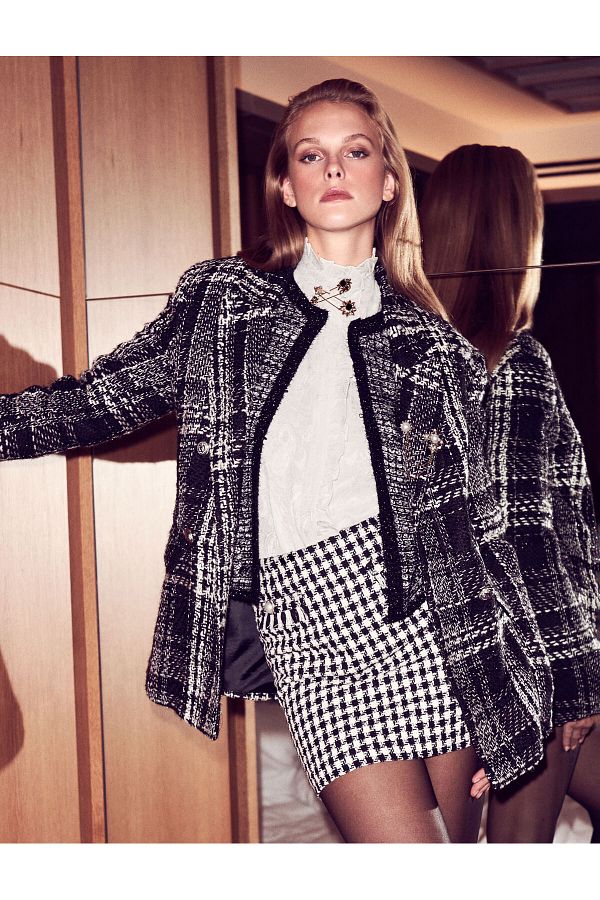Koton-Melis Ağazat X - Fustă mini din tweed cu detalii perle 1