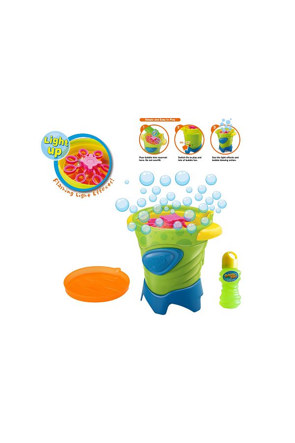 Power Joy-نافورة الفقاعات Bubble Fun المضيئة بمحلول الفقاعات سعة 4 أونصات، تعمل بالبطارية 1