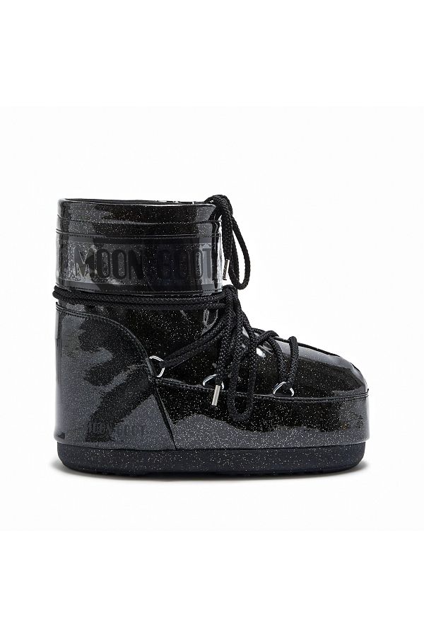 MOON BOOT-Women/Girls Icon Low Glitter Black Boots - 80D 1409440 -N001 1