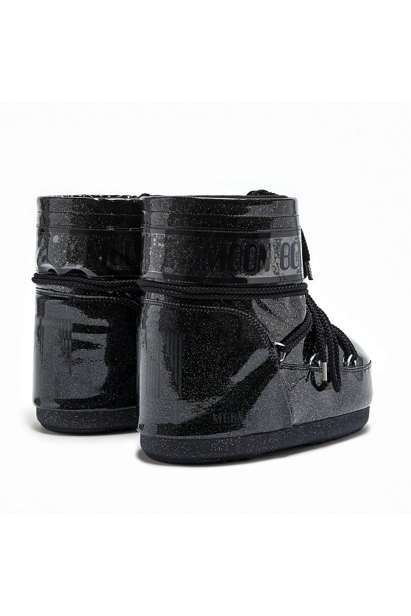 Moon Boot Women/Girls Icon Low Glitter Black Boots - 80D