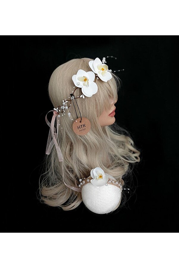 Hayalperest boncuk Çiçekli Taç, Anne Bebek Lohusa Tacı, Bebek Tacı, Bebek Saç Bandı, Lohusa Seti, Yenidoğan Taç