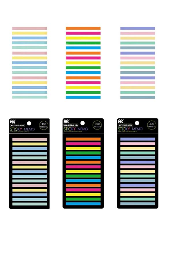 NaSaDAN-900 Sheets Stripe Transparent Sticky Postit Note Paper 3 Pack 1