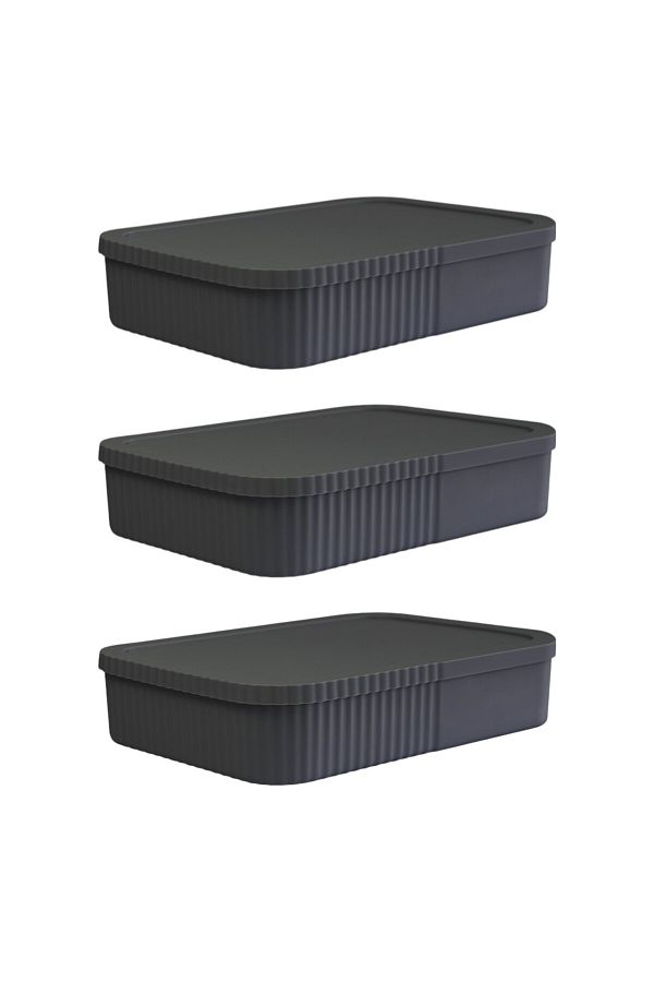 devigo-3 Pieces of 6-Liter Slim-Wide Storage Box with Lid - Office and Stationery Organizer Multi-Purpose Use 1