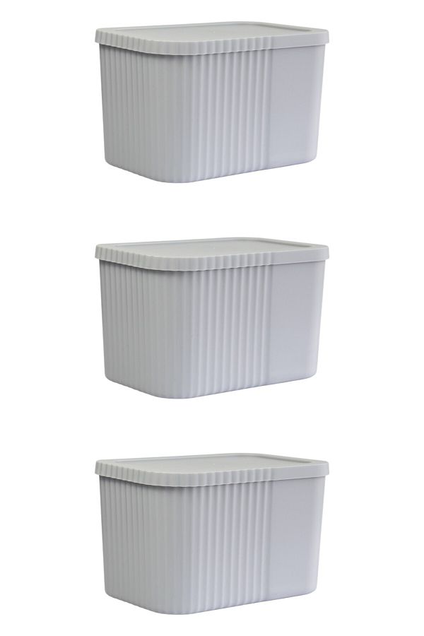 devigo-3 Pieces 6 Liters Midi Multi-Purpose Storage Box with Lid - Towel, Cosmetic Personal Item Organizer 1