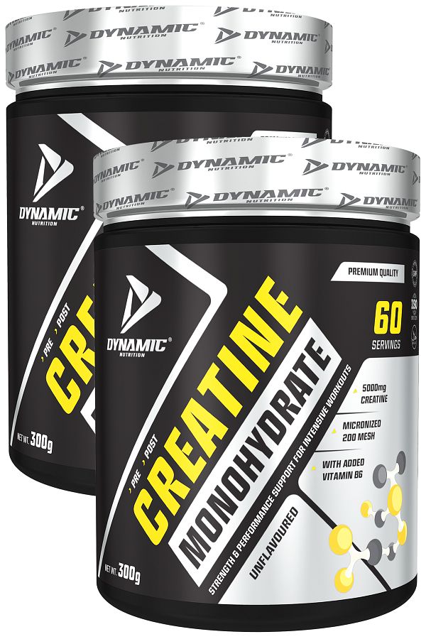 Dynamic Nutrition-Creatine Monohydrate - 300 g X 2Pcs=600G-Aromless-120 Service- 100% Pure Micronized Creatine Monohydrate 1