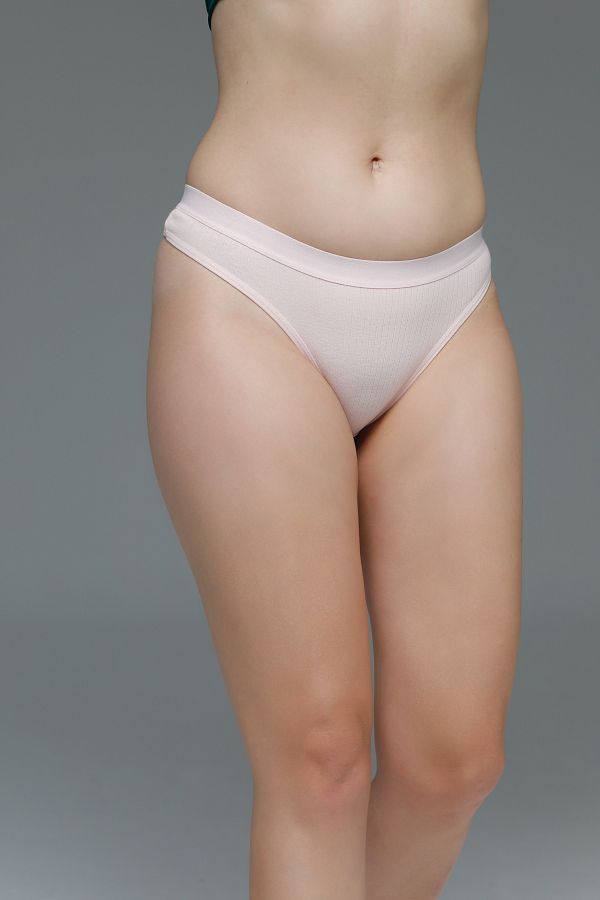 MİSTİRİK-Paulo Model Ribbed Thong Flexible String Cotton String Light Pink Color 1