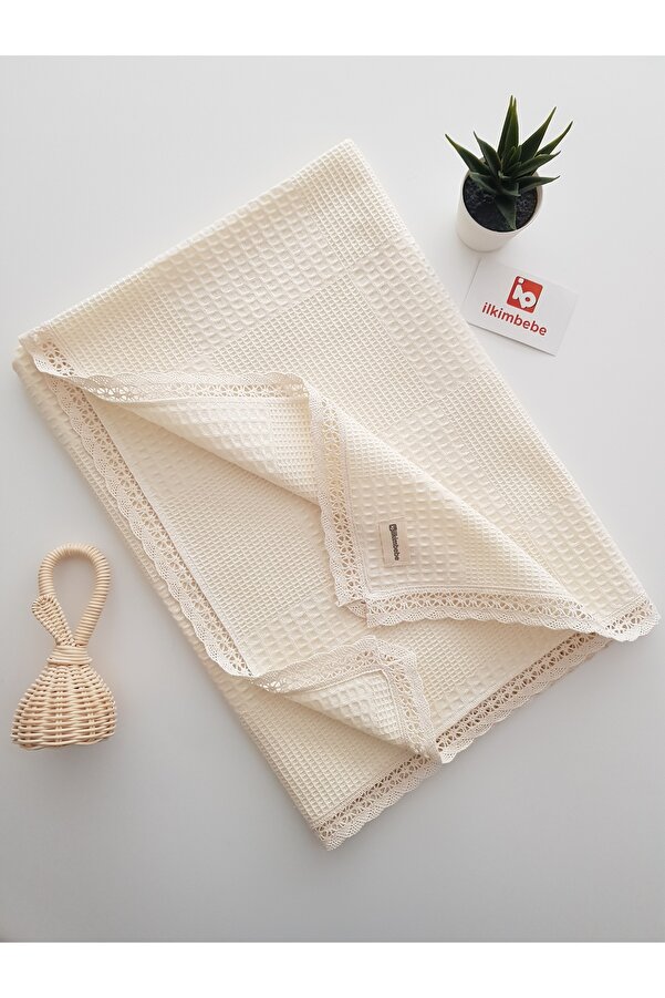 ib ilkimbebe %100 Pamuklu , Dantelli Pike Bebek Battaniyesi 85x90