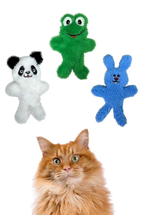 Miyav-3Pcs Cat Toy Set - Rabbit and Panda Figures with Catnip, Plush Frog and Rattles 1