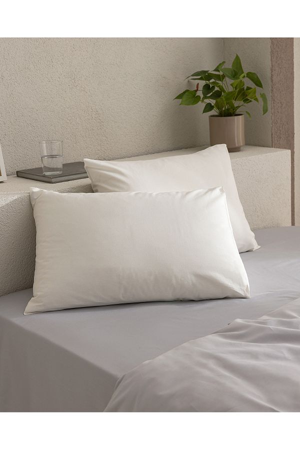 Madame Coco-Manon 100% Cotton Ranforce Plain Set of 2 Pillowcases - Ecru 1