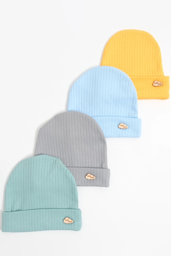 LOGO AKSESUAR Bebek Tahta Armalı 4'lü Pamuklu Bere