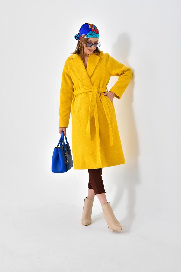 Garmi Ftz Women Yellow Stamped Women s Coat Trendyol