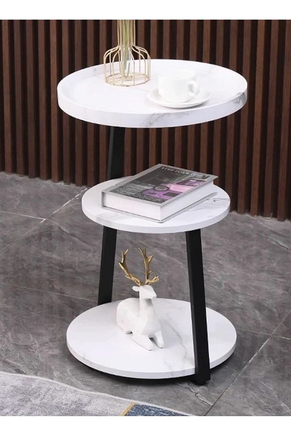 ALMUFARREJ-Elegant Modern Side 3 Layer Round Side Table And Coffee Table Wood For Living Room&Sofa End Table 1