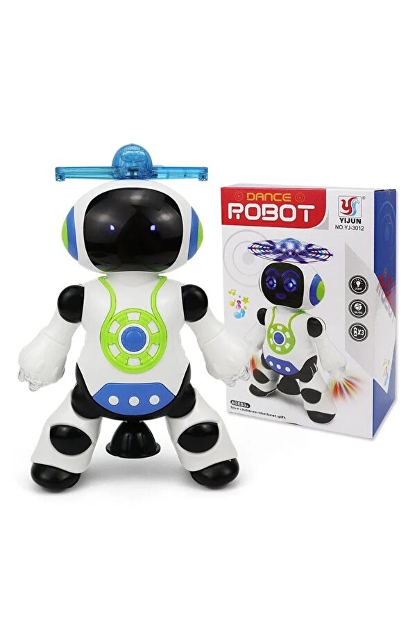 Brother Toys 3D Disko Işıklı Pervaneli Yerde Dönen Ve Müzikli Dans Eden Oyuncak Disco Robot Piller Hediye