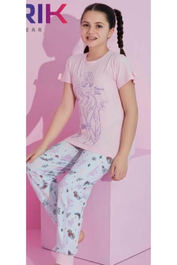RAPAPA Kız Çocuk Frozen Baskılı Kısa Kol Garson Pijama Takımı 261212