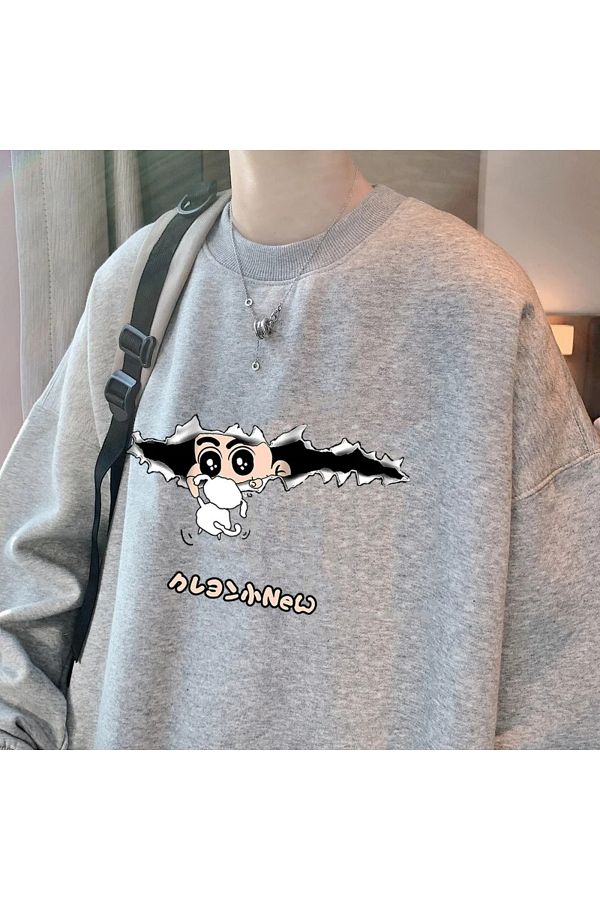 Drippy Men s Oversize Hoodie White Anime Printed Casual Trendyol